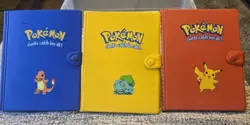 Lot Of 3 Pokemon Red, Blue, Yellow Plastic Binder Vintage for Pokemon Cards Used - Image 1