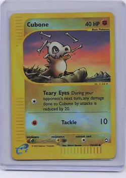 Cubone 72/147 Common Aquapolis Pokemon Reverse Holo Heavily Played - Image 1