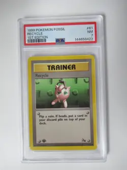 1999 Pokemon Fossil 1st Edition Recycle #61/62 PSA 7 - Image 1