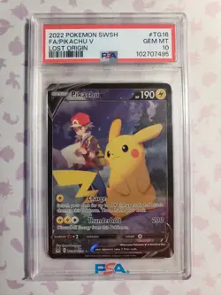 2022 Pikachu v Lost Origin Trading Card TG16/TG30 PSA 10 Gem MT - Image 1