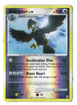 Pokemon STARAPTOR 16/130 Reverse Holo Rare (2007 Diamond & Pearl) DAM/Damaged - Image 1