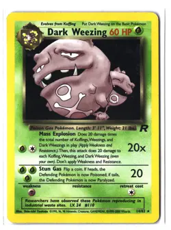 Pokemon DARK WEEZING 14/82 Holo Rare (2000 Team Rocket) DAM/Damaged - Image 1