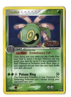 Pokemon CRADILY 7/108 Stamped Reverse Holo (2007 EX Power Keepers) DAM/Damaged - Image 1
