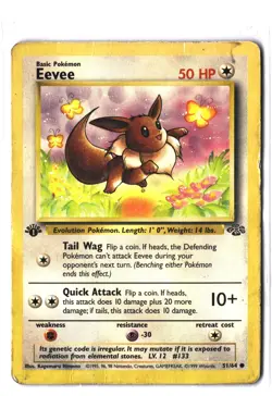 Pokemon EEVEE 51/64 1st Edition (1999 Jungle) DAM/Damaged - Image 1