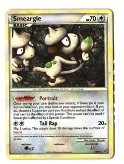 Pokemon SMEARGLE 8/90 Holo Rare (2010 HS Undaunted) DAM/Damaged - Image 1