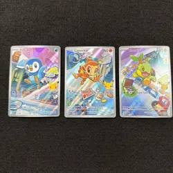 Pokemon First Partner Illustration Set - Piplup Chimchar Turtwig - CRIMP ERRORS - Image 1