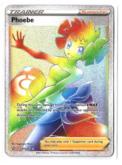 Pokemon PHOEBE 175/163 Rainbow (2021 Battle Styles) NM/Near Mint - Image 1