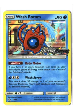 Pokemon WASH ROTOM SM94 Stamped Pre-Release (2018 Sun & Moon) NM/Near Mint - Image 1