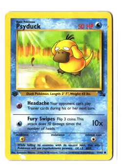 Pokemon PSYDUCK 53/62 1st Edition (1999 Fossil) DAM/Damaged - Image 1