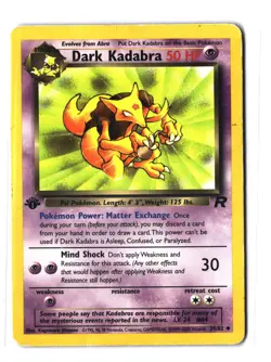 Pokemon DARK KADABRA 39/82 1st Edition (2000 Team Rocket) DAM/Damaged - Image 1