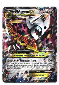 Pokemon M AGGRON EX 94/160 Ultra Rare (2015 XY Primal Clash) DAM/Damaged - Image 1