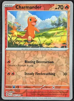 Charmander 2024 Paldean Fates Reverse Holo Pokemon Card 007/091 (NM) - Image 1