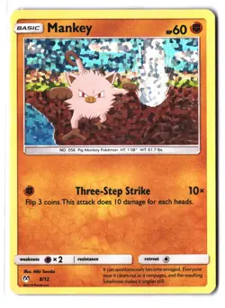 Pokemon MANKEY 8/12 Holo Rare (2019 McDonald's Collection 2019) MP/Mod Play - Image 1