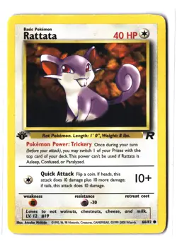 Pokemon RATTATA 66/82 1st Edition (2000 Team Rocket) MP/Mod Play - Image 1