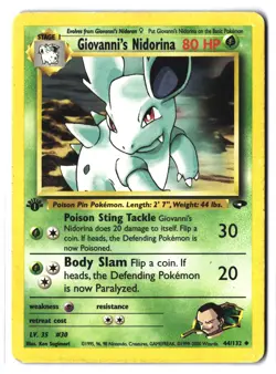 Pokemon GIOVANNIS NIDORINA 44/132 1st Edition (2000 Gym Challenge) MP/Mod Play - Image 1