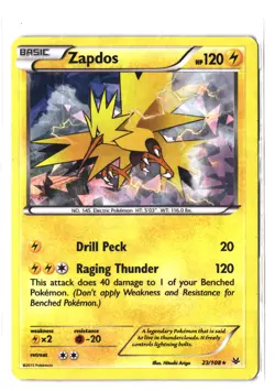 Pokemon ZAPDOS 23/108 Cracked Ice (2015 Roaring Skies) MP/Mod Play - Image 1