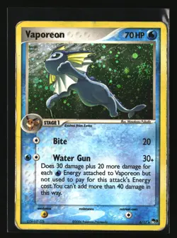 Pokemon VAPOREON 6/17 Rare Holo (2006 POP Series 3) DAM/Damaged - Image 1