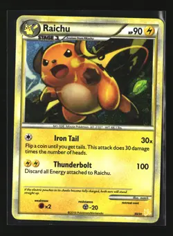 Pokemon RAICHU 30/30 Holo (2010 Trainer Kit) MP/Mod Play - Image 1