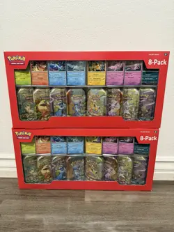 Pokemon Prismatic Evolutions 8 Mini-Tins with Promo Cards Costco 2-pack - Image 1