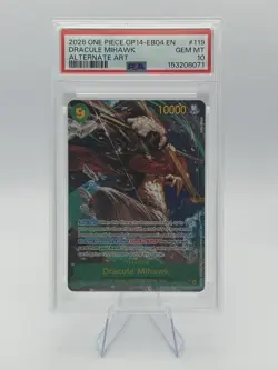 2026 One Piece Dracule Mihawk Secret Rare Alt Art #OP14-119 PSA 10 GEM MT - Image 2