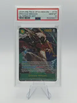2026 One Piece Dracule Mihawk Secret Rare Alt Art #OP14-119 PSA 10 GEM MT - Image 3