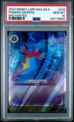 2024 DISNEY LORCANA EN5 SHIMMERING SKIES #210 FINDERS KEEPERS ENCHANTED - PSA 10 - Image 1