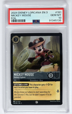 Mickey Mouse Stalwart Explorer PSA 10 2024 Disney Lorcana EN3 #181 Foil - Image 1