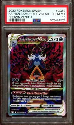 PSA 10 Hisuian Samurott VSTAR GG52/GG70 Crown Zenith Alt Art Pokemon Card - Image 1