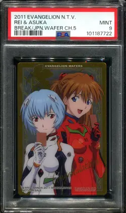 PSA 9 Rei & Asuka Evangelion TV - Break Japan Wafer Card Ch. 5 2011 - Image 1