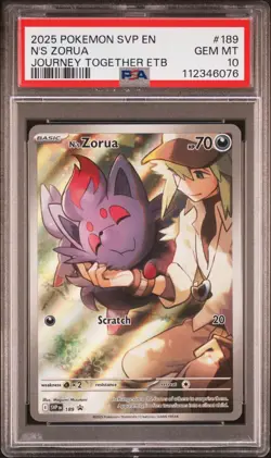 2025 POKEMON JOURNEY TOGETHER ETB N'S ZORUA FULL ART PROMO 189 PSA 10 GEM MINT - Image 1