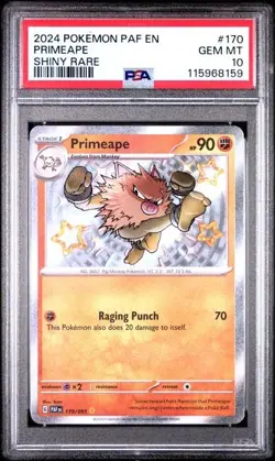 2024 Pokemon Paldean Fates EN Primeape PSA 10 GEM SHINY RARE 170/091 - Image 1