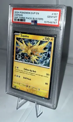 2024 Pokemon Promo #157 Zapdos - SSP Three Pack Blisters (PSA 10 GEM MINT) - Image 3