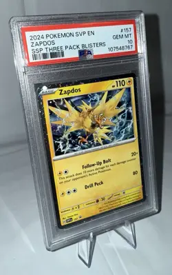 2024 Pokemon Promo #157 Zapdos - SSP Three Pack Blisters (PSA 10 GEM MINT) - Image 4