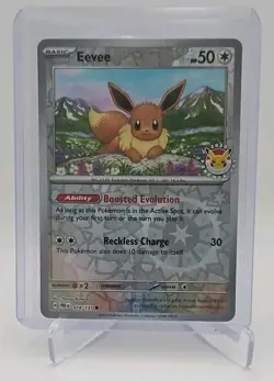 Pokemon Prizmatic Evolutions Eevee 2025 Pokemon Day Promo 74/131 Reverse Holo - Image 1