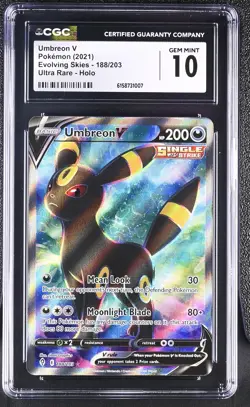 Pokemon Umbreon V 188/203 Ultra Rare Evolving Skies - CGC 10 - Image 1
