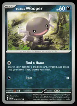 Paldean Wooper 058/091 Common Paldean Fates Pokemon Near Mint - Image 1