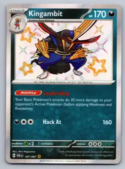 Kingambit 187/091 Shiny Rare Paldean Fates Pokemon Holo Near Mint - Image 1