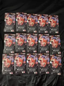 One Piece CCG OP-16 The Time Of Battle Sleeved Booster Packs English - Lot of 15 - Image 1