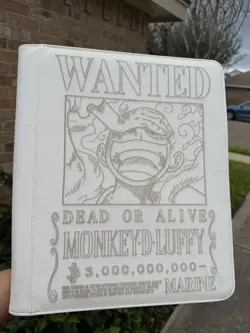 One Piece Laser Engraved 9 Pocket Wanted Luffy Top Loader Binder Made To Order - Image 4