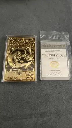 1999 Burger King Pokemon Jigglypuff 23K Gold Plated Trading Card has COA No Box! - Image 2