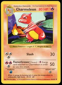 POKEMON CHARMELEON 24/102 SHADOWLESS BASE SET HP - Image 1
