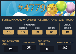 ACE 10 FLYING PIKACHU V 006/025 CELEBRATIONS 2021 POKEMON FULL ART NOT PSA - Image 3
