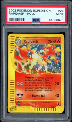 2002 Pokemon Unlimited Expedition 26/165 Rapidash Holo PSA MINT 9 - Image 1