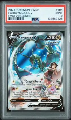 2021 POKEMON SWORD & SHIELD EVOLVING SKIES #194 FULL ART/RAYQUAZA V PSA 9 - Image 1