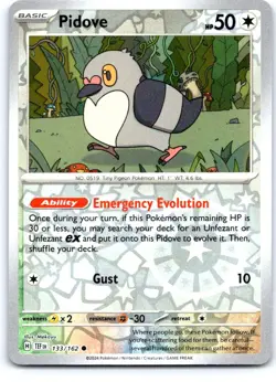 Pidove 133/162 Common Temporal Forces Pokemon Reverse Holo Near Mint - Image 1