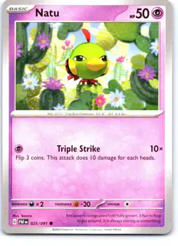 Natu 025/091 Common Paldean Fates Pokemon Near Mint - Image 1