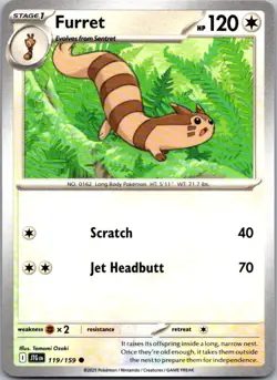 Furret 119/159 Common Journey Together Pokemon Near Mint - Image 1