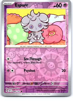 Espurr 084/191 Common Surging Sparks Pokemon Reverse Holo Near Mint - Image 1