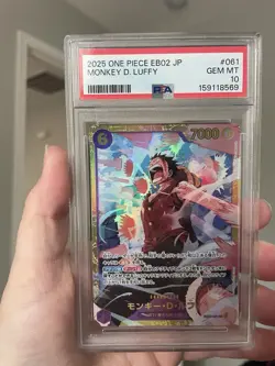 PSA 10 GEM MINT JAPANESE ONE PIECE 2025 Monkey D. Luffy EB02-061 Anime 25th - Image 1