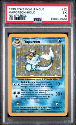 1999 POKEMON JUNGLE NO SYMBOL #12 VAPOREON-HOLO PSA 5 - Image 1